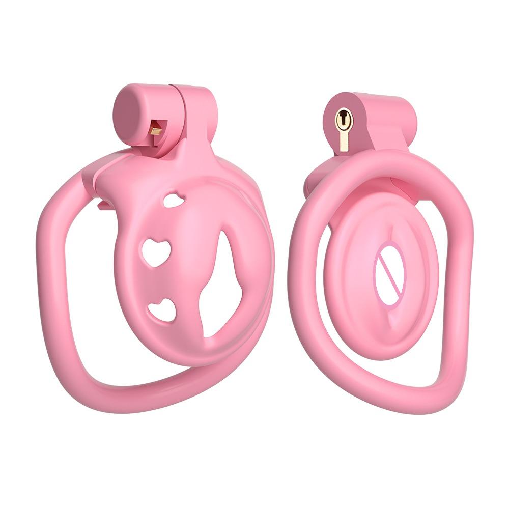 Negative/Micro/Small Chastity Cage for Sissy Sex Toy with 4 Size Cock Ring Pink/Black Bdsm Penis Urethral Lock Adult Toy for Men