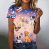 Women's Casual Fashion Short-Sleeve Raglan Sleeve Printed T-Shirt Top