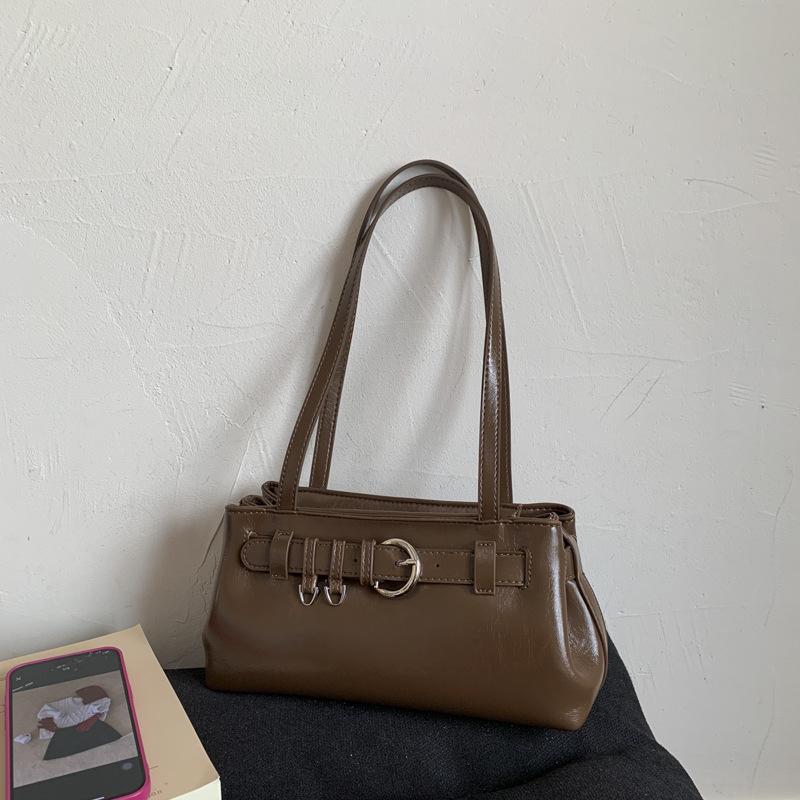 Textured Bag Women's Fashion Casual New Versatile Commuter Shoulder Bag Retro Oil Wax Leather Armpit Bag