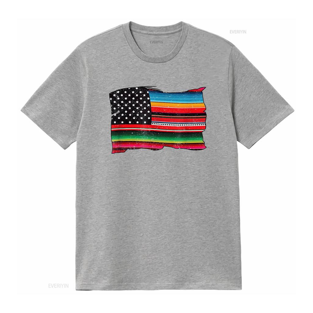 Mens Mexican American Chicano Sarape Flag T Shirt Vintage Washed Stretched Comfortable Graphic Soft Stylish Casual Unisex