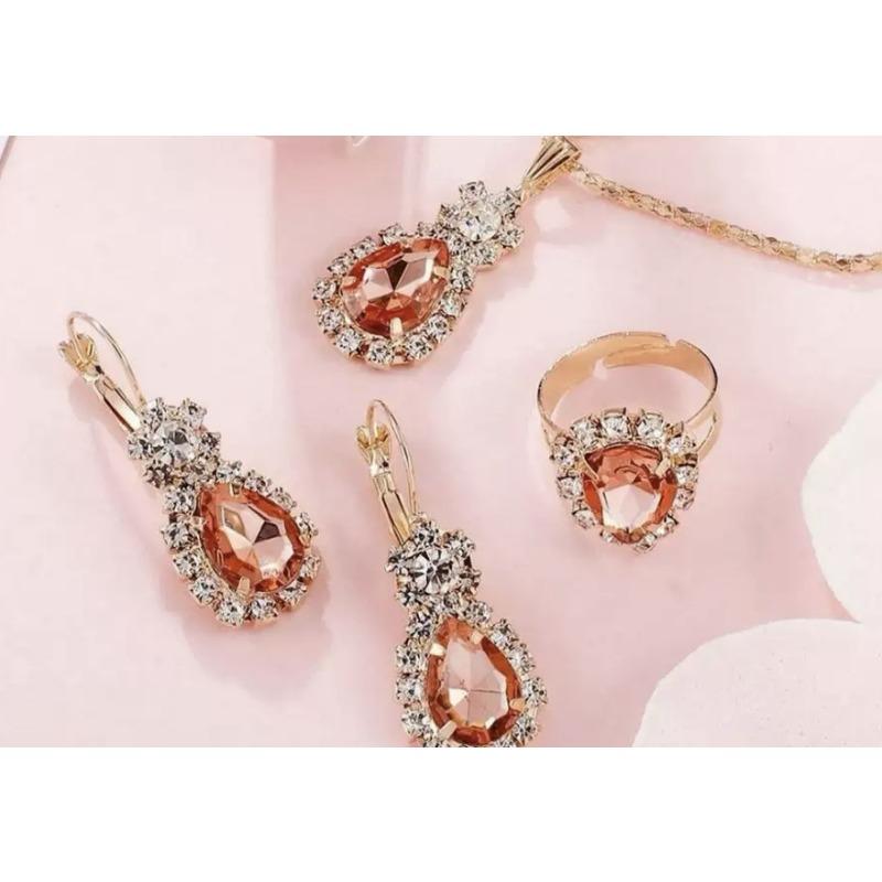 Personalized Drip Diamond Necklace Earrings Ring Watch Accessories Set Shiny Bride