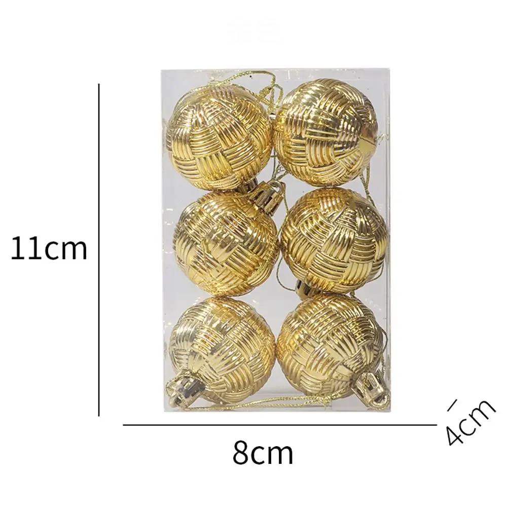 6pcs/Set 4CM Christmas Ball Ornaments Set Plastics Christmas Tree Pendant Decoration Merry Christmas Decoration Accessories