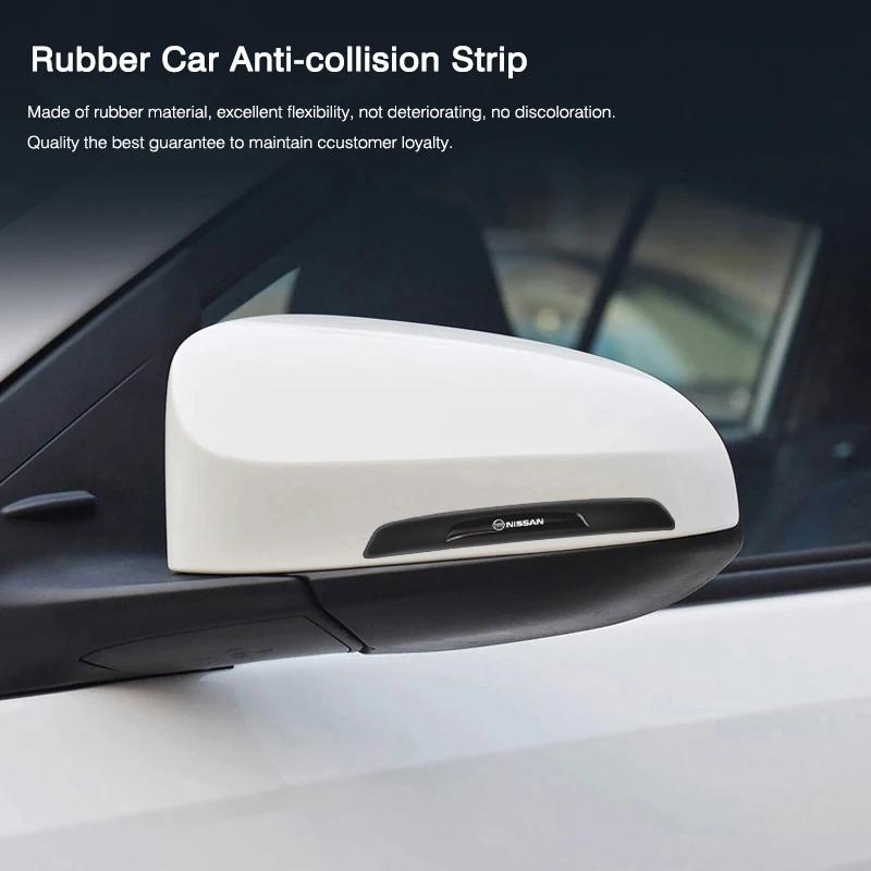 ASD1  4Pcs Rubber Anti Collision Strip Car Door Rearview Mirror Protector Stickers For Nissan Sylphy N7 Teana Qashqai Note Navara Leaf