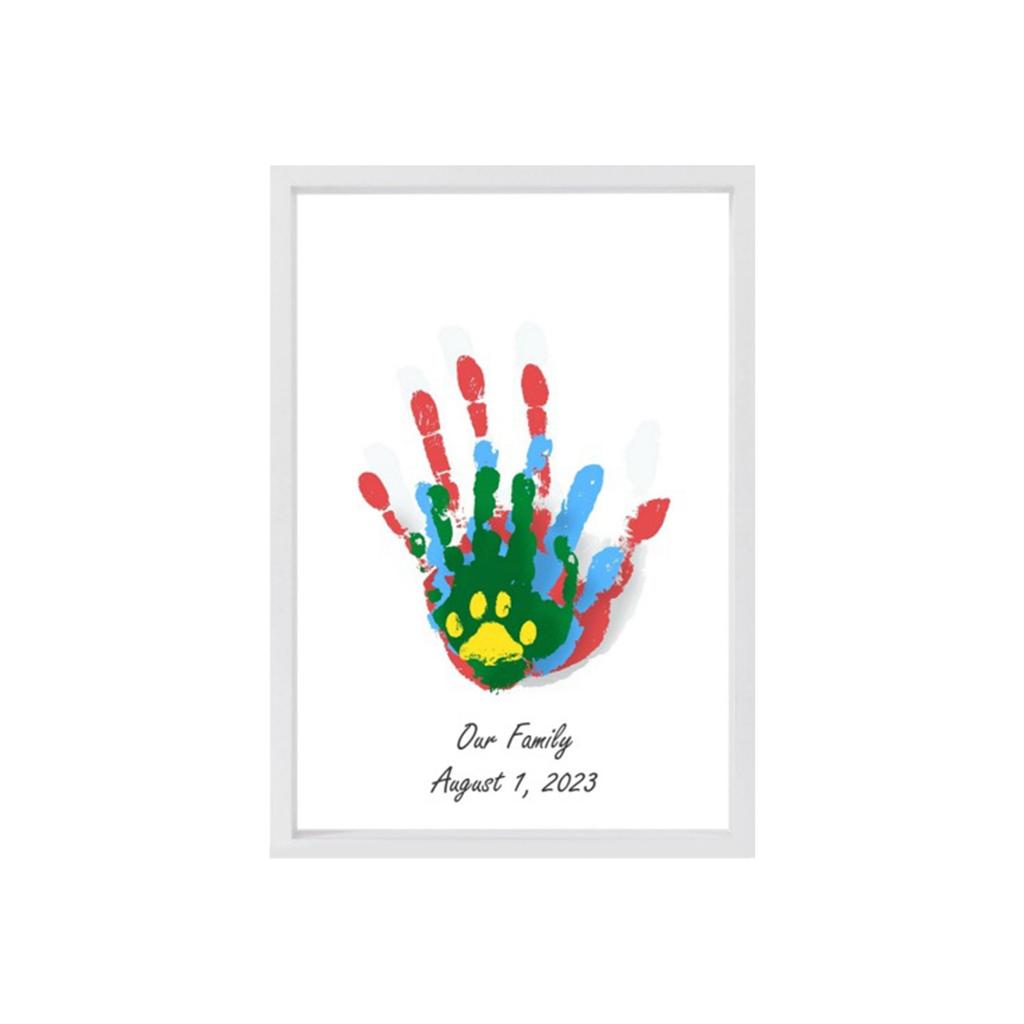 Family Handprint Kit DIY Handmade Keepsake Wooden Frame Eraser Paintbrush Non-Marking Nails Newborn Souvenir Handprint Art Craft