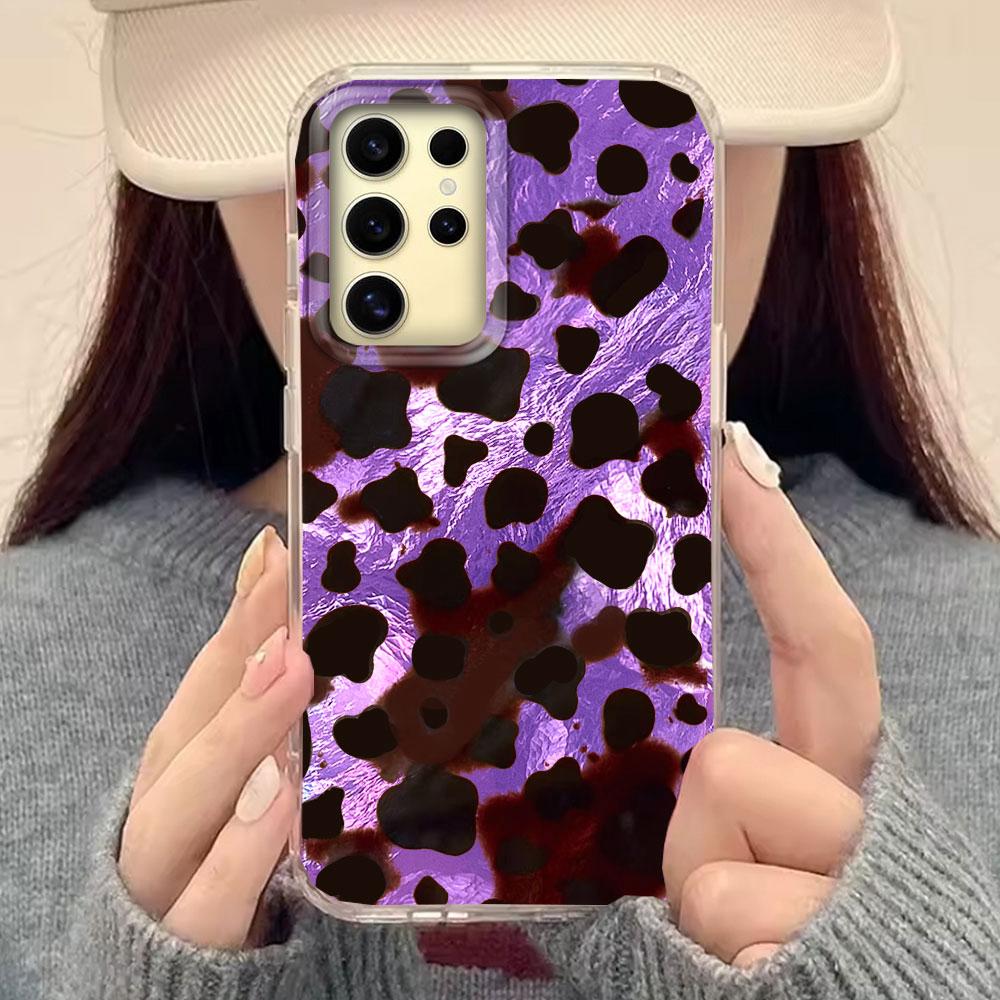 Fashion Gold Leopard INS Print Women Gilrs Phone Case for Samsung Galaxy S25 S24 S23 S22 S21 S20 FE Plus Ultra Silicone Cover