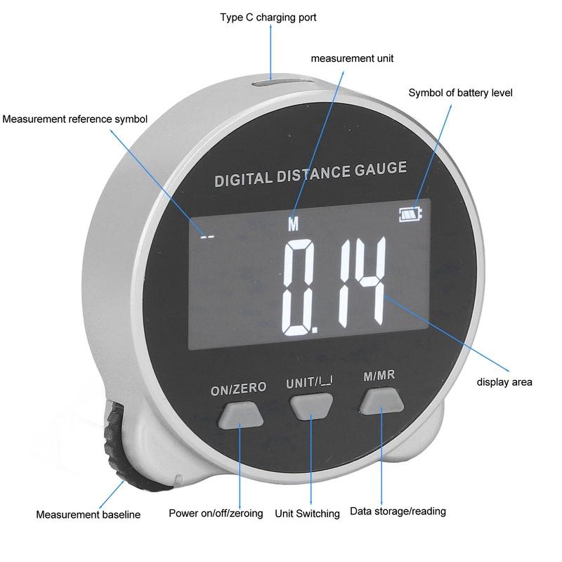 Mezura LCD Ekran Dijital Ekran Makaralı Cetvel 199.999m Yarı İletken Mikroişlemci Elektronik Ölçüm Aletleri Ölçüm İçin Doğrusal Dairesel