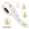 Yousheng 500 Pcs Christmas Stickers Roll Gold Foil Christmas Tree Label Stickers Winter Holiday Round Adhesive Decals for Envelopes Invitations Cards