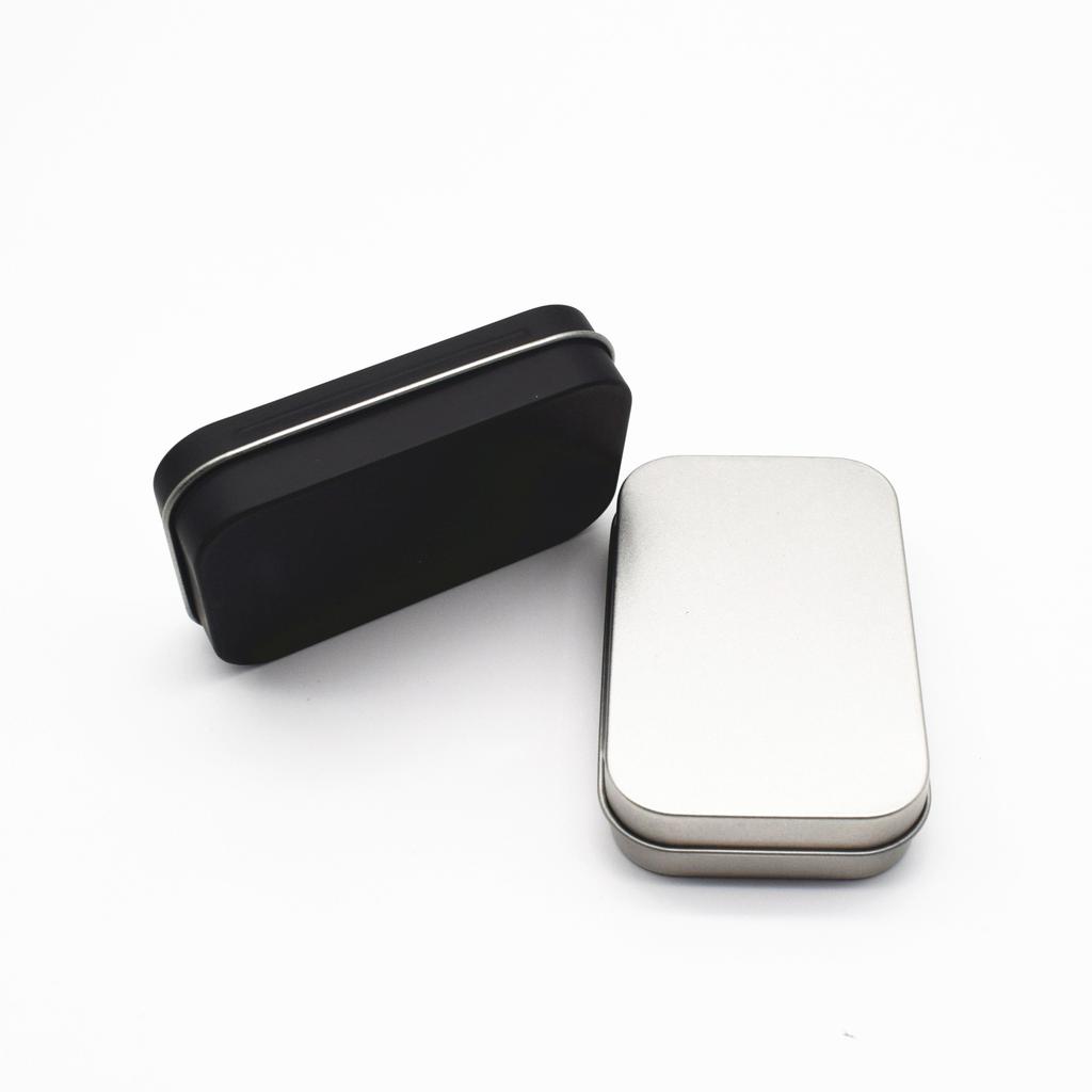 Metal Rectangular Empty Mini Tin Box Tinplate Push Candy Pill Cases Bins Jar Hinged Containers Small Organizer Storage Box