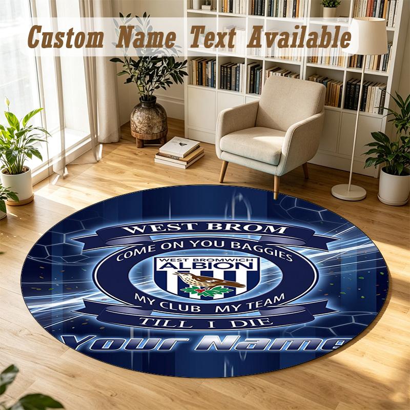 Round Rug Custom NameWest Bromwich Albion FC Pattern Non Slip Carpet Home Floor Decor