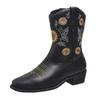 Modne zimowe buty damskie Modne buty outdoorowe Wygodne buty do chodzenia Haftowane brązowe skórzane buty Głębokie wysokie cholewki Damskie buty casualowe Botas