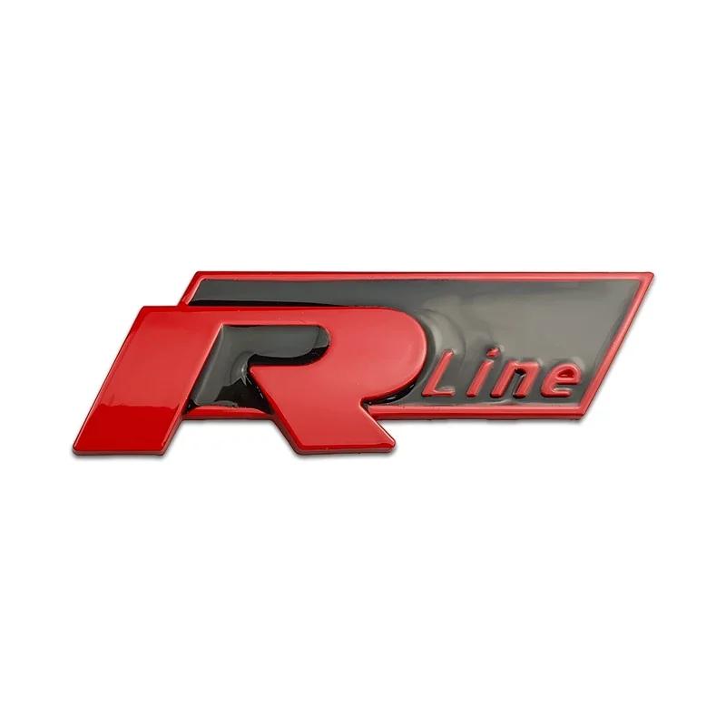 1Pc Metal Rline Emblem Car Front Grille Badge Rear Trunk Sticker for BORA CC GOLF JETTA MK4 PASSAT Polo SR32 Lavida