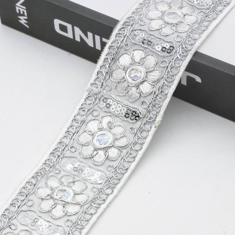 5yards Ethnic Gold Thread Sequins Lace Trims DIY Sewing Hanfu Dress Decoration Embroidered Fabric Garment Trimming Ribbon