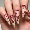 24 Pieces Of Manicure, Autumn And Winter Halloween 3D Three-Dimensional Relief, Blood-Colored Droplets, Medium And Long Pointed Wearing Armor