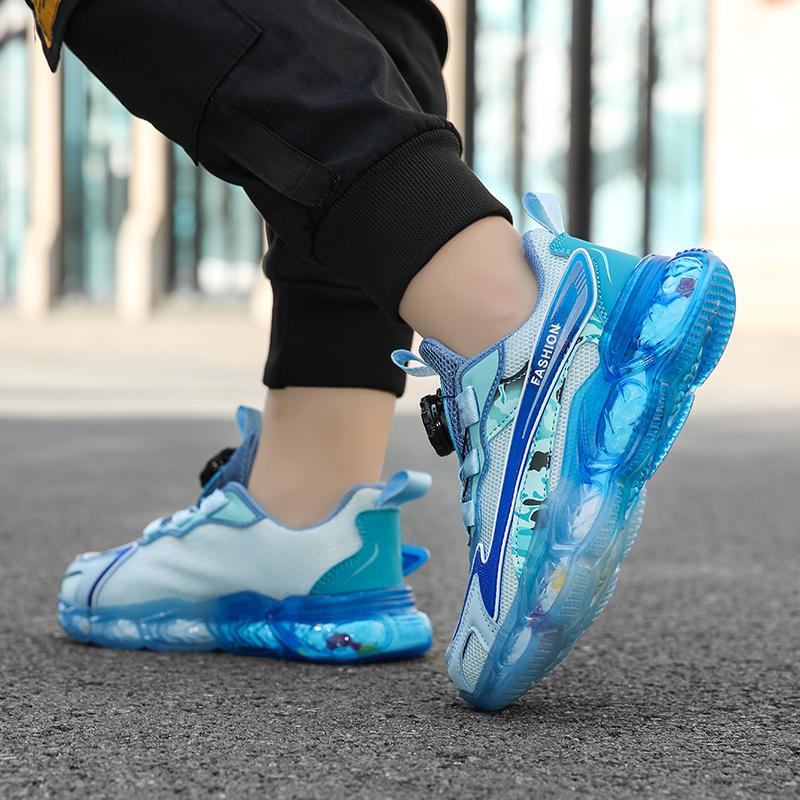 Boys' Shoes Spring Children's Non-slip Breathable Mesh Leather All-match Boys Sports Running Shoes