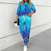 Women Floral Print Two Piece Outfit, Long Sleeve Crew Neck Top & Drawstring Jogger Pants Casual Tracksuit for Spring Autumn