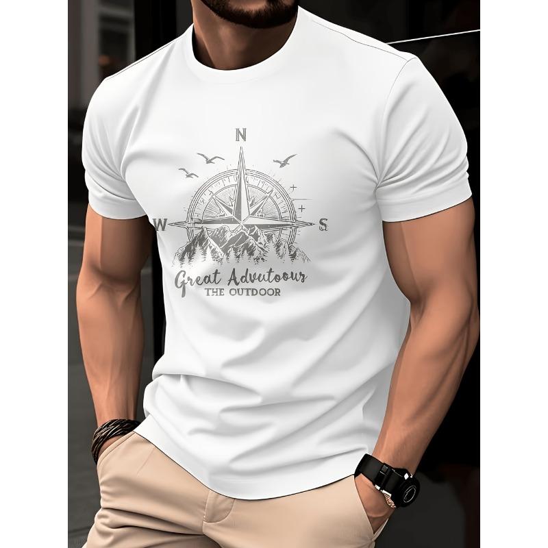 

Men s summer short sleeved T-shirt with retro compass pattern 5XL
