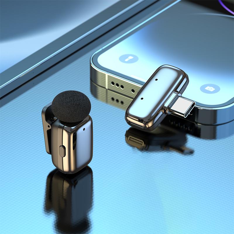 Mini Wireless Lapel Microphone 2.4G Lavalier Microphone for iPhone iPad Android Type-C Video Recording Live Broadcast