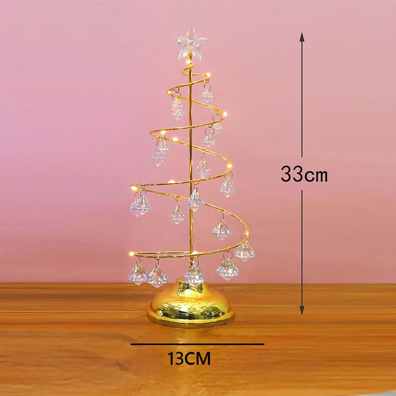 Crystal Star Christmas Tree LED Lights Battery Operated Desk Table Lamp Decorative Iron Tree for Living Room Bedroom