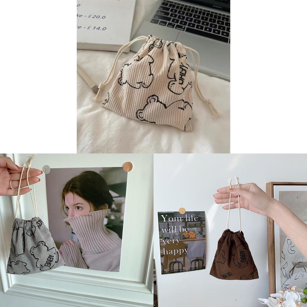 Милий та свіжий оксамитовий мішечок для зберігання дитинча ведмедика, косметичка, маленька сумка-тоут