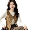Womens Short Puffer Vest 2026 Fall Winter V-Neck Quilted Sleeveless Warm Layering Top Plus Size