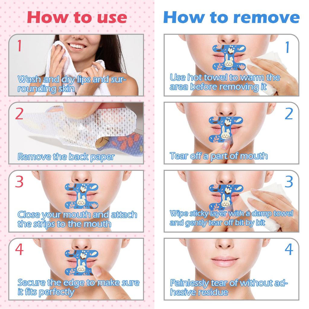 Sleeping Mouth Tape Improved Sleep Strong Adhesion Quality Nasal Breathing Mouth Strips for Adult Kids 60pcs