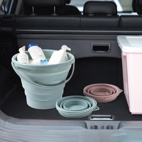 5/10L Outdoor Folding Bucket Great Load Bearing Handle Leakproof Thick Collapsible Space-saving Hanging
