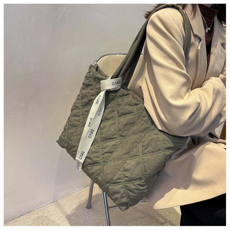 Leisure Down Bag  Women's Shoulder Bag Autumn and Winter Linggetote Bag Large Capacity Bag  Student Bag