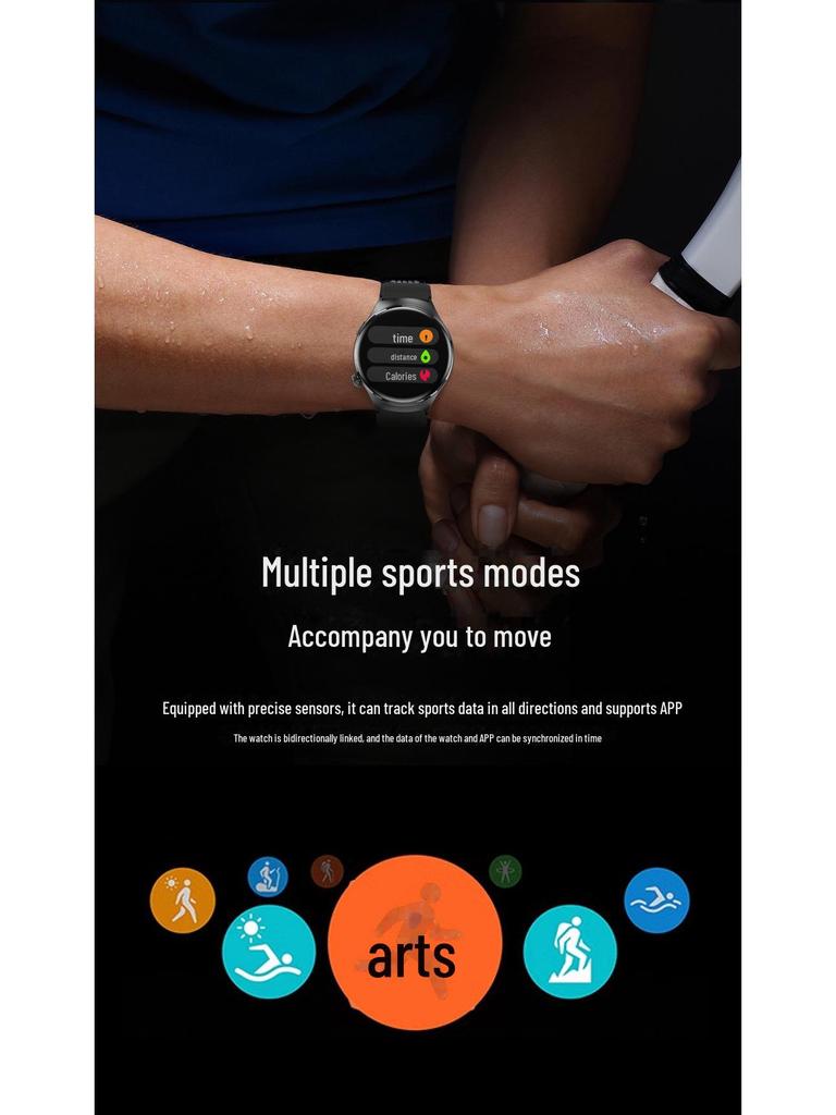 Smartwatch4: Schwarze Multifunktions-Sportuhr mit NFC-Zahlung & Wasserdichtem Design (Modell BM04)