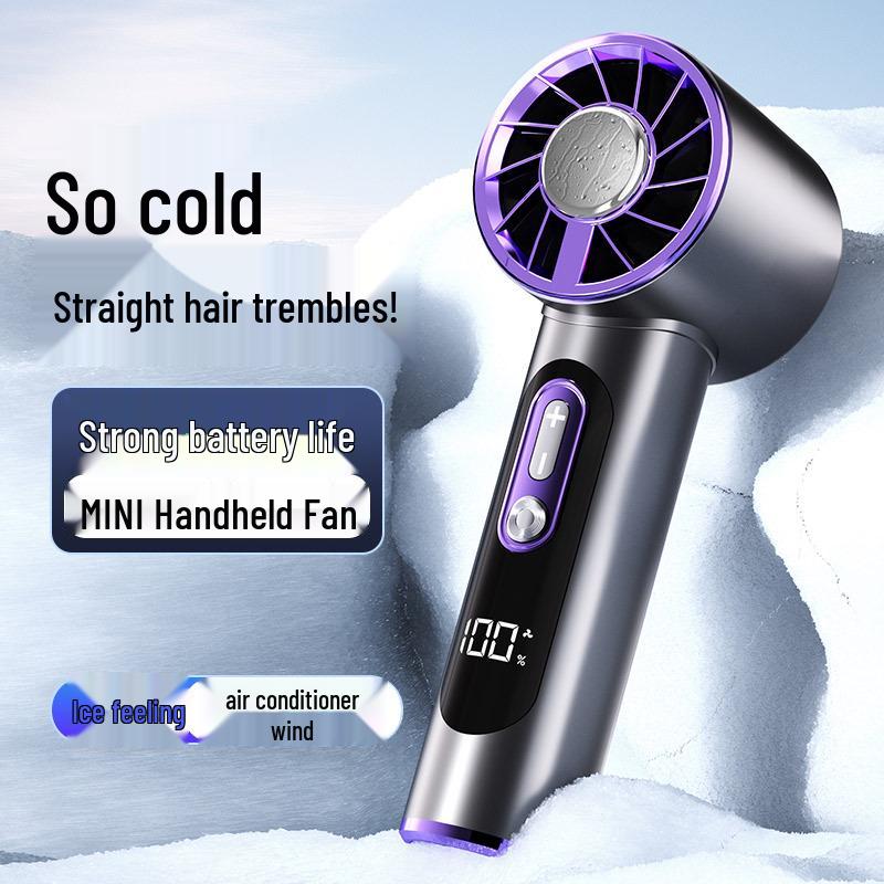 2025 Portable High-Speed Handheld Fan: Smart Digital Display, USB Rechargeable, Mini Size for Outdoor Use