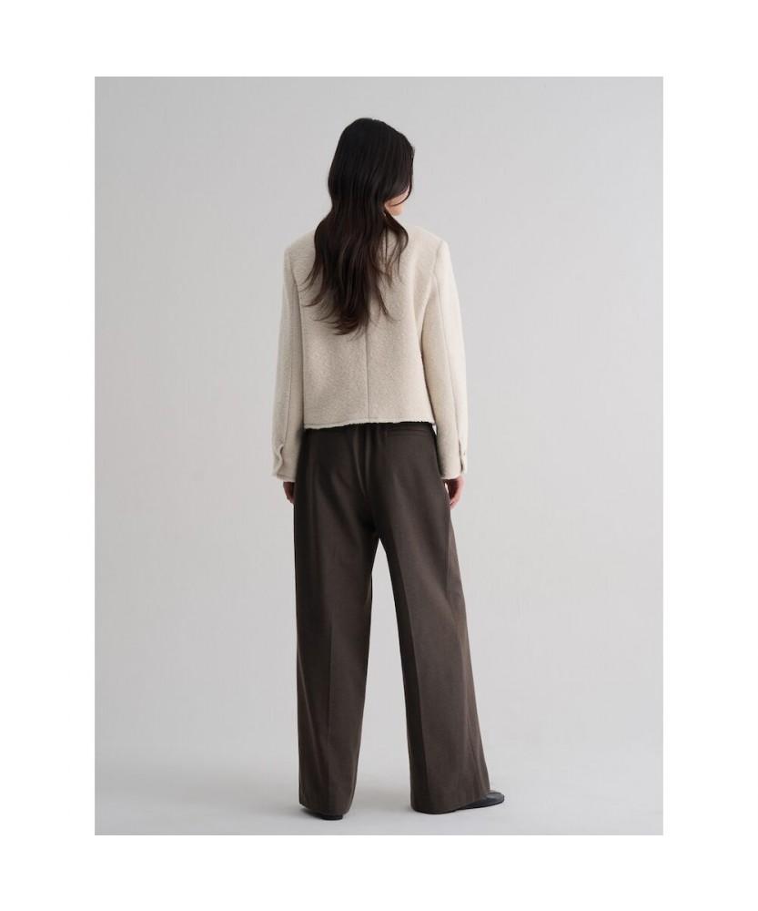 8SECONDS Winter Half-Banding Single-Pleat Wide Slacks Brown