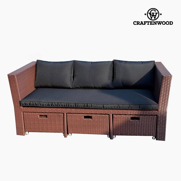 Sofa and Pouffe Set (4 Pcs) Rattan Brown Blackbuy at a low prices on