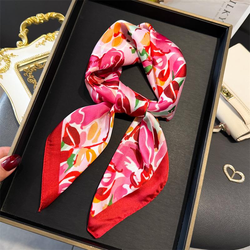 Print 70cm Silk Satin Headkerchief Women Luxury Design Neck Tie Scarf Female Hair Hand Wrist Foulard Shawl Hijab Bandana Scarves