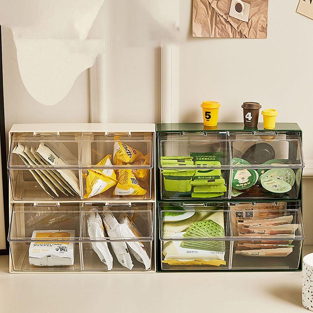 

Штабелируемая полка для хранения, пылезащитная полка для товаров, удобный ящик для хранения чайных пакетиков, гостиная