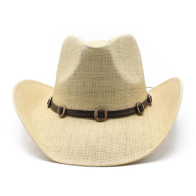 Pălărie de paie cu bor larg, țesute manual, stil etnic, pentru bărbați și femei, cu protecție solară în aer liber, stil casual, stil Jazz, pălărie de paie