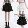 Black High Waist A-line Puffy Skirt for Women, Summer 2026 Trendy Short Umbrella Cake Skirt