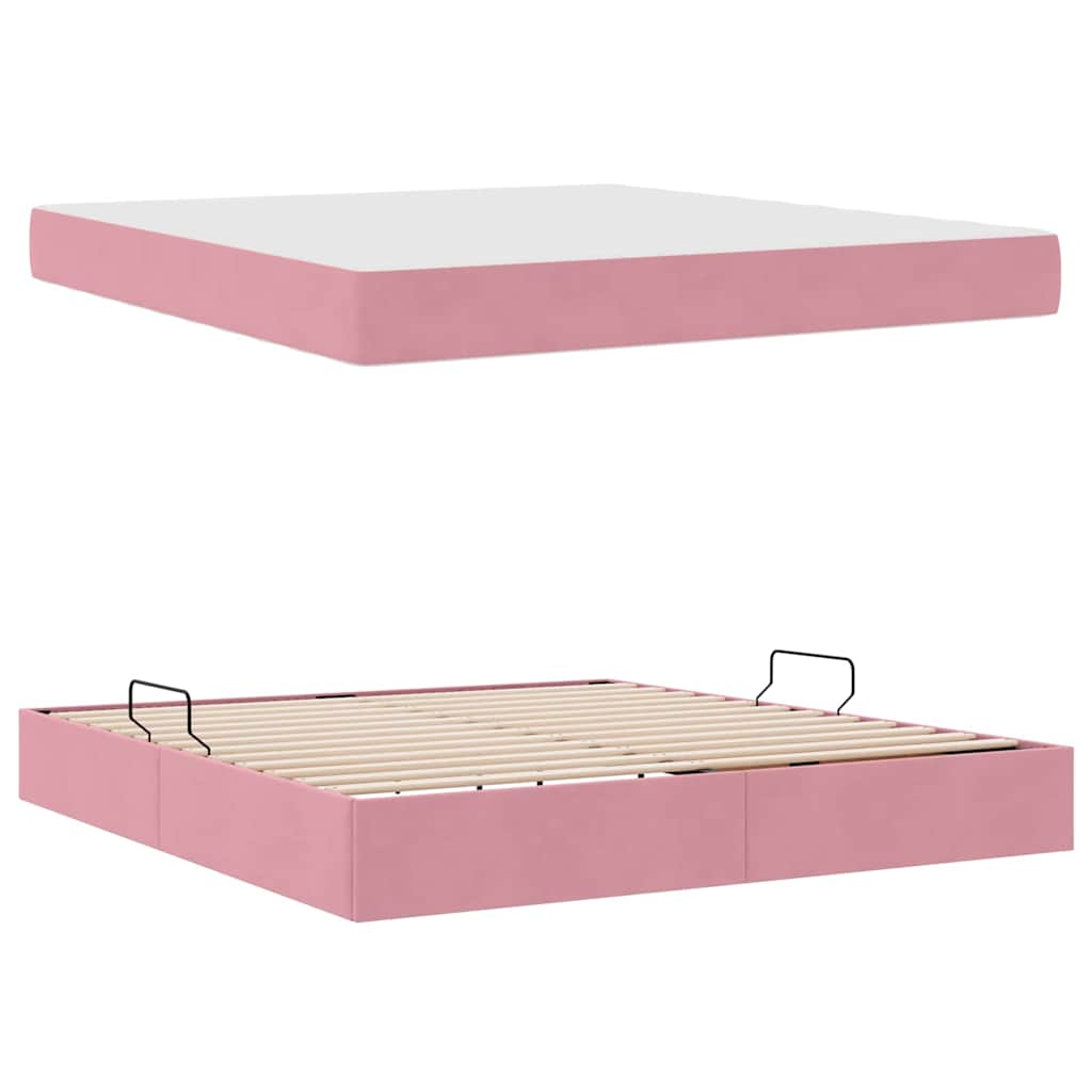 Storage Bed with Mattress Pink 160 x 200 cm Velvet