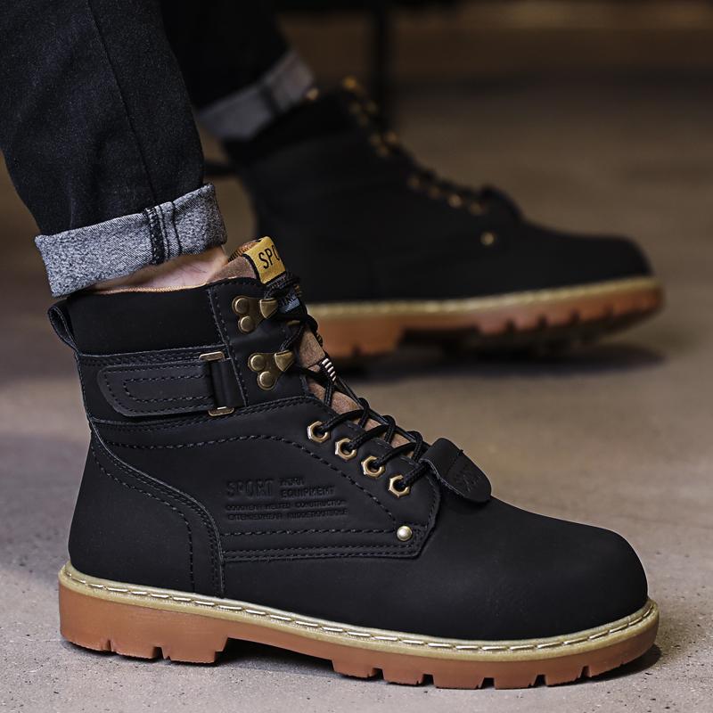 New Men's boots, high-top motorcycle boots, fashionable leather shoes, casual sports shoes, men's waterproof hiking boots