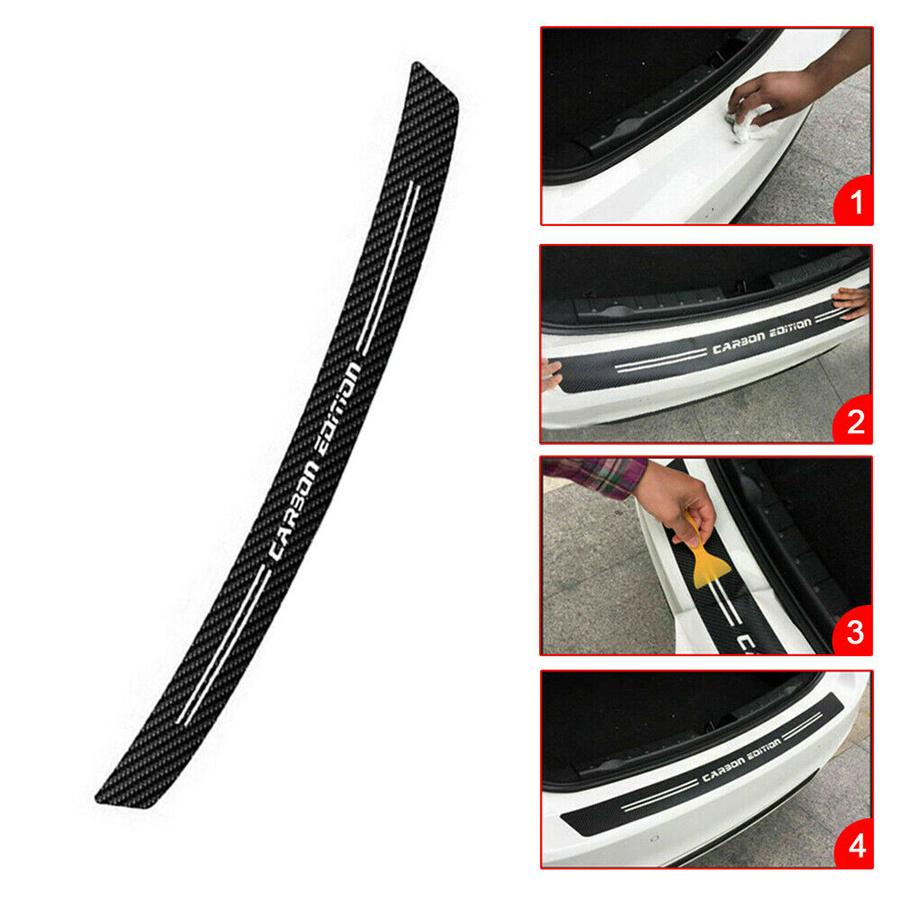 4D Carbon Fiber Rear Trunk Bumper Guard Accessories Decal Sticker Moulding Trim