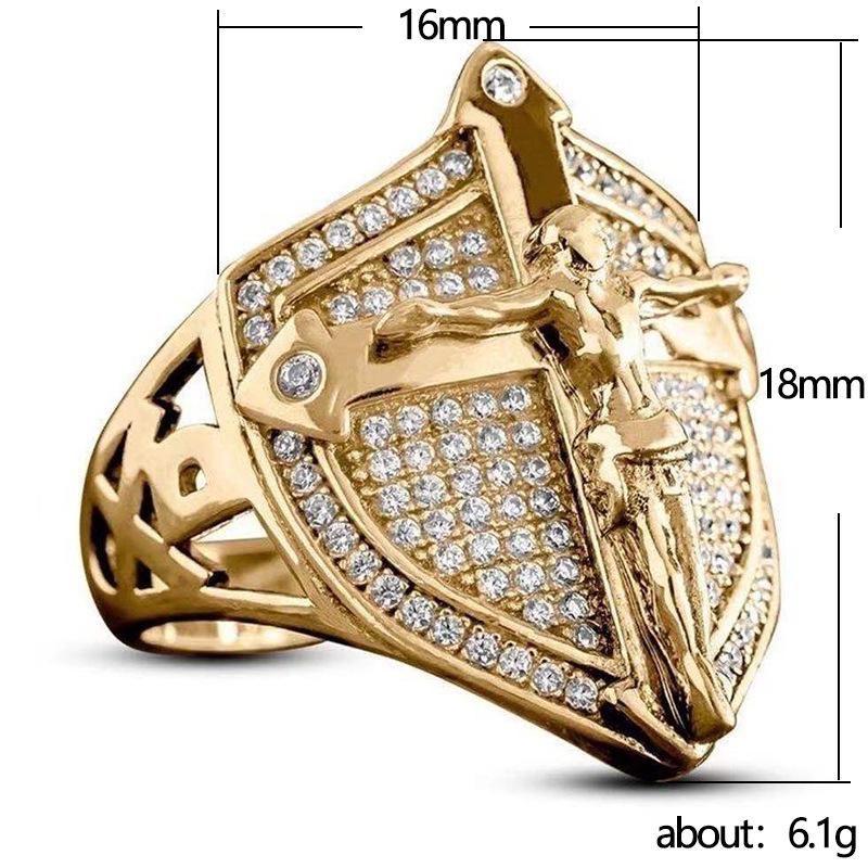 Cao Shi Gold Shield Ring: Western-Style Creative Men's Jewelry