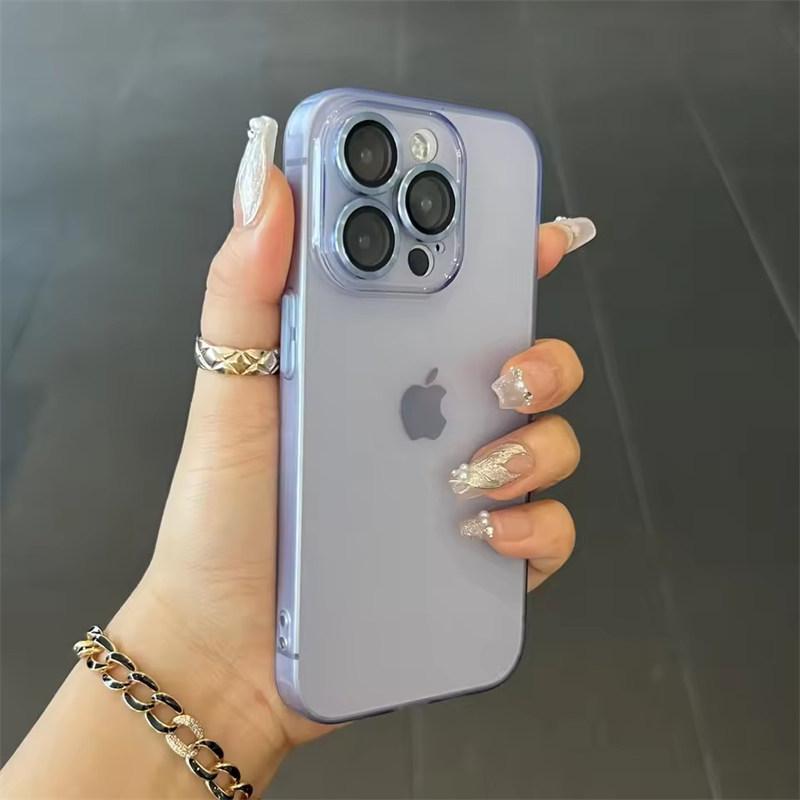 Luxury Matte Ultra Thin Soft TPU Case For iPhone 15 14  13 12 11 Pro Max Transparent Clear Metal Camera Protector Cover