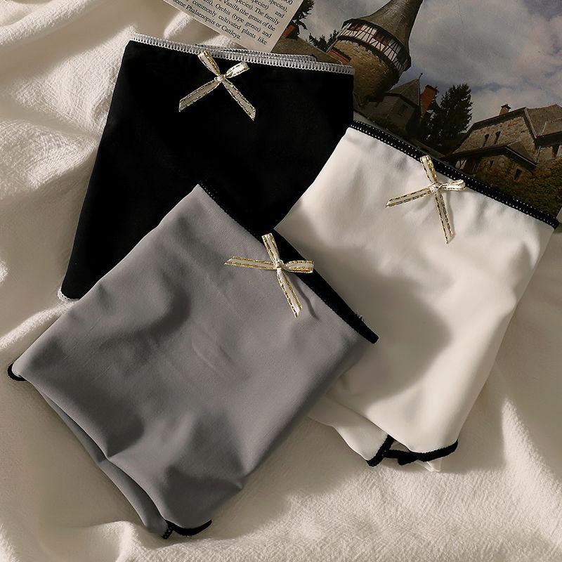 3pcs Ice Silk Women's Crotch Comfortable Breathable Mid-Rise Japanese Ins Style Briefs