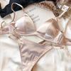 Set intimo estivo da donna, reggiseno senza ferretto con coppa triangolare in seta sexy, bralette francese, reggiseno e perizoma senza cuciture
