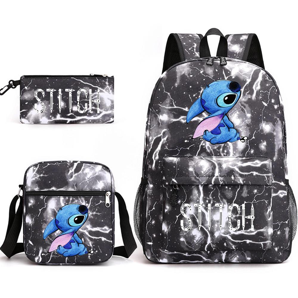 Interstellar Baby Stitch Three-Piece School Bag Cartoon Peripheral Printed Polyester Backpack Student School Bag Leisure Bag