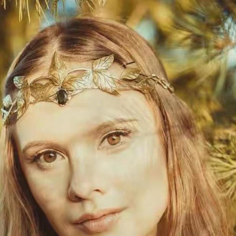 Shinning Hair Hoop Ethnic Style Leaves Shape Baroque Headband for Taking Photo