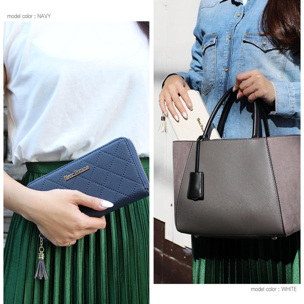 Blanc Pomme Damen-Langbörse mit Rundum-Reißverschluss, Weiß, bp-1011