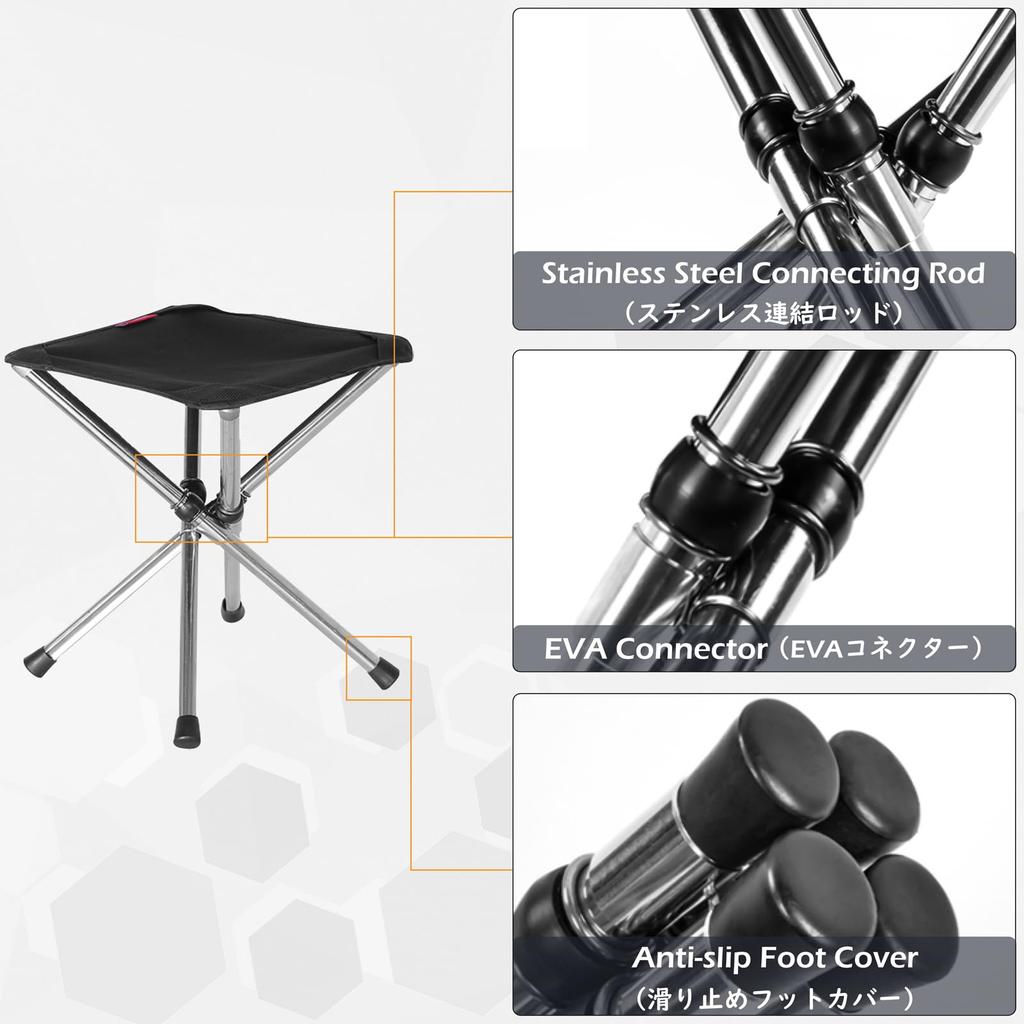 TRIWONDER Folding Chair, Outdoor Chair, Compact, Leisure Chair, Ultralight, Camping, Fishing, Hiking, BBQ, with Storage Bag (Black - L)