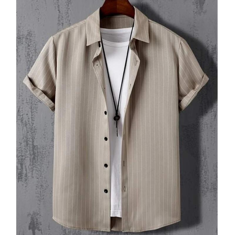 Hawaiian Shirts For Men 3d Stripe Print High-Quality Men'S Clothing Loose Oversized And Blooms Summer Casual Short Sleeve