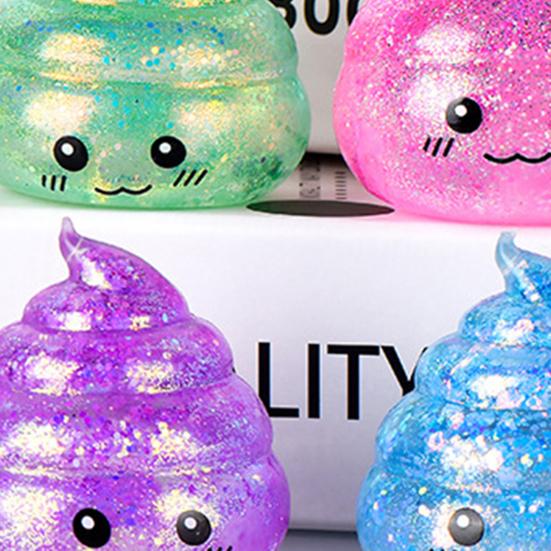 Cartoon Poop Fidget Toy Stress Relief Glitter Prank Poo Squeeze Sensory Pinch Toy Kids Adults Soft Calming Stress Ball Toy