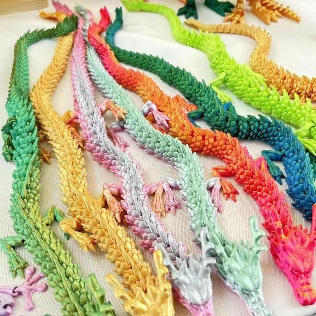 3D Printed Chinese Dragon Ornaments with Movable Joints - Popular Dragon Crafts and Celebrity Figures