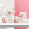 Kirschblüten Frische Blumen Tasse Deckel Löffel Keramik Tasse Haushalt Große Kapazität Becher Pastoralen Feng Shui Tasse